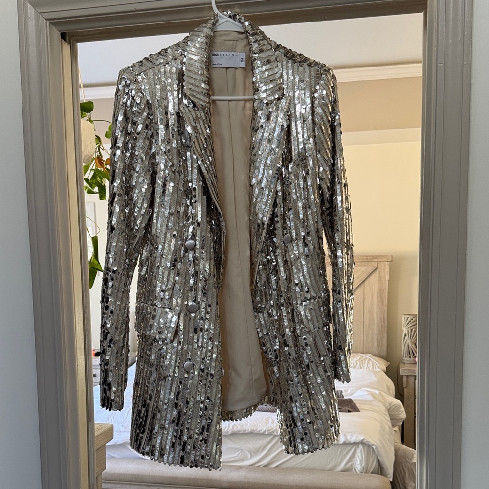 Zara Metallic Sequin Blazer
